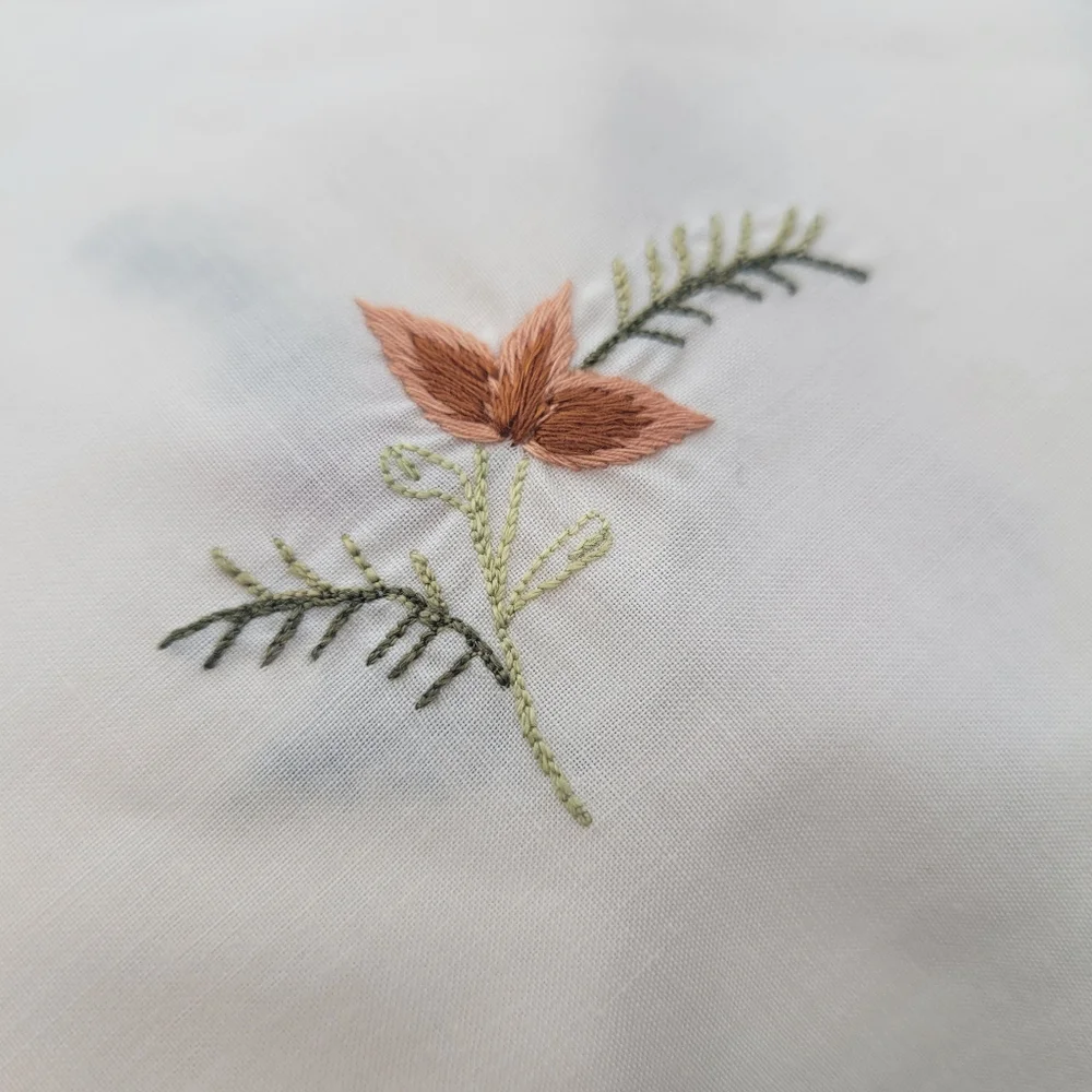 Vintage Table Linen Dresser Scarf ~ Embroidered Foliage~ Pinecones Berries